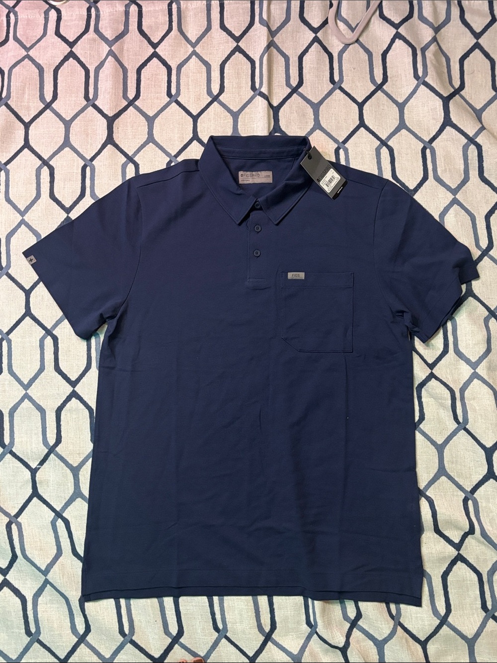 FIGS PRO Men's Large  Technical Pique Scrub
Navy  Polo Nurse Medical Polo NWT